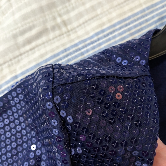 AQUA Deep V Sequin Embellished Dress in Navy - Picture 5 of 6